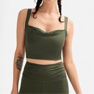Girlfriend Collective Terrace Green Julia Cowl Neck Bra Size L
